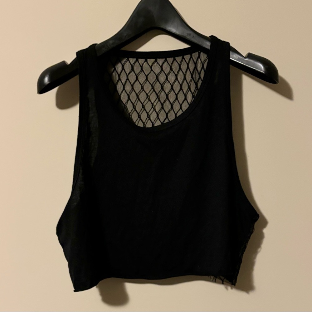 ALO YOGA Black Mesh Back Sleeveless Crop Top